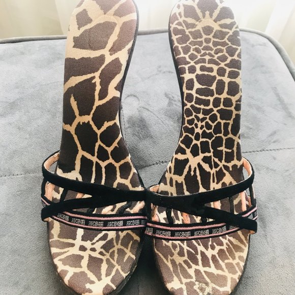 Just Cavalli black wood platform mules / sandals - Picture 1 of 6